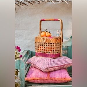 Anthropologie Misha Indoor/Outdoor Pink and Orange Accent Pillow